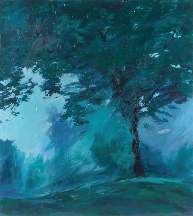 Dark Blue Forest Painting By Olena Yashchuk Saatchi Art