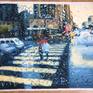 During a cold rainy day most of us would like to forget about troubles and swipe away bad emotions. Just walk around with the person you love under his umbrella. This painting show us that you always can rely on people you love.
This is an original signed artwork. Shipped in a tube, unstretched and rolled.