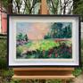 "Meadow Trek" in blue black wood frame