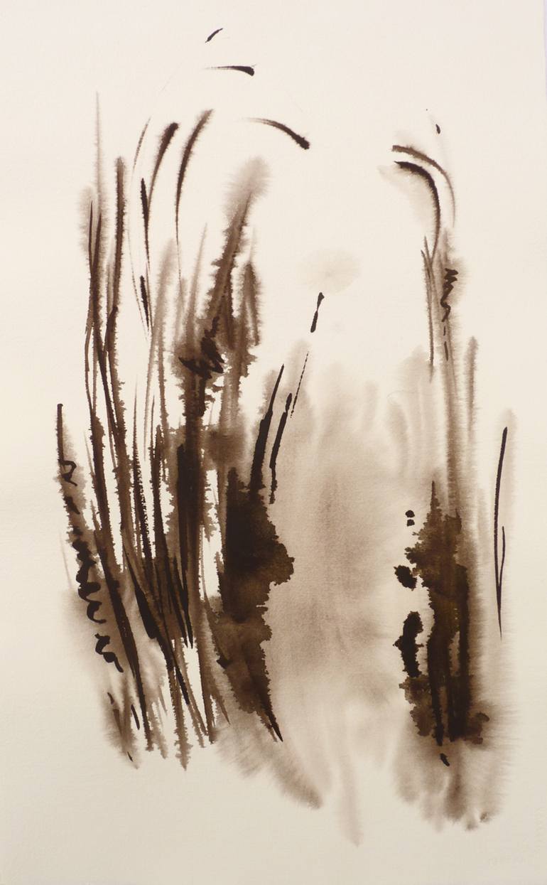 Original Abstract Painting by Elizabeth Garat | Abstract Art on Paper | Wabi-Sabi series, "In Reeds"