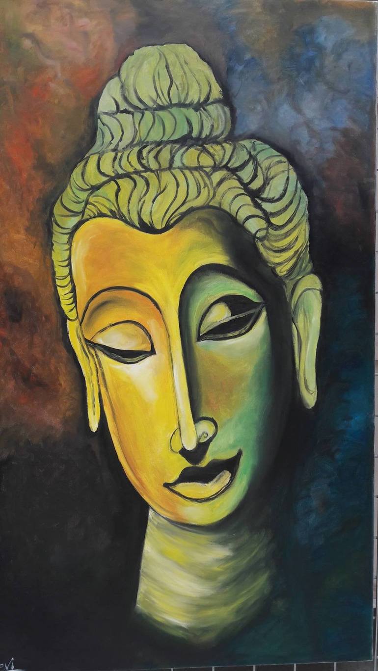 Lord Buddha Oil Painting on Canvas Painting by Tecla Devika Alahakoon ...