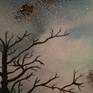 A tree sitting strong and proud amongst the universe's stars breathing life to everything around it.
A magical scenery filled with stars, swirls of gold, black and white sparkles!
I loved painting this one, it made me feel very grounded and happy!
It looks really pretty under all types of lighting in any room!
