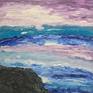 A beautiful, mesmerizing scene of the sea. It gently caresses the rock that's touching it and they live together in harmony.
Gorgeous colors of purple, white and blue twirl within this painting bringing it closer to life in your imagination.
What do you see? What is your mind telling you? Enjoy this to the fullest while watching the Admirable water....