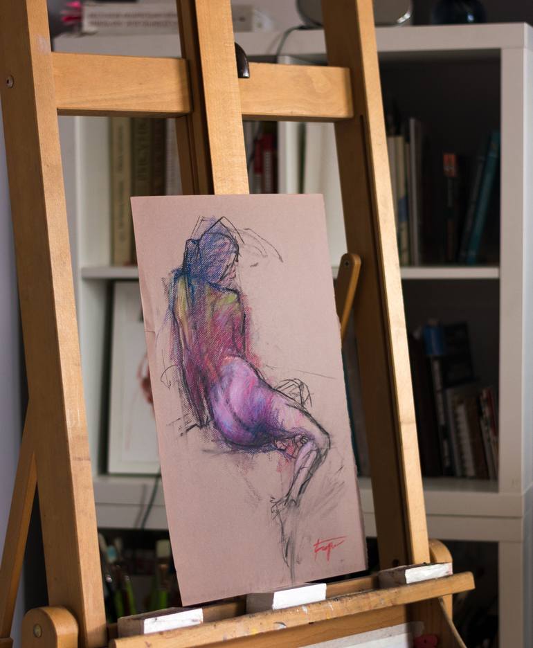 Original Abstract Nude Drawing by Lyubov Biryukova