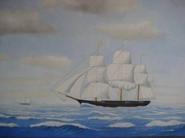 Clipper Trading Ship entering Carribean waters, c 1845 thumb