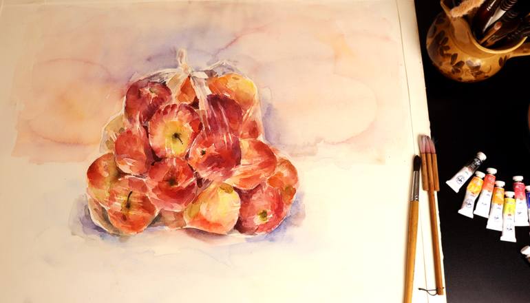Original Expressionism Still Life Painting by Estela Raileanu