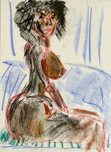 Original Figurative Nude Drawings by Sivan Gal