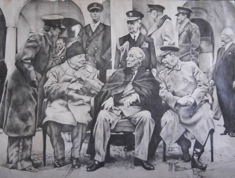 Yalta Conference 1945 Drawing by Tracey Cky Saatchi Art