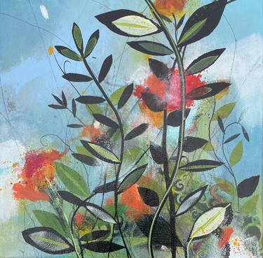 Original Abstract Botanic Mixed Media by Nicola Durrant
