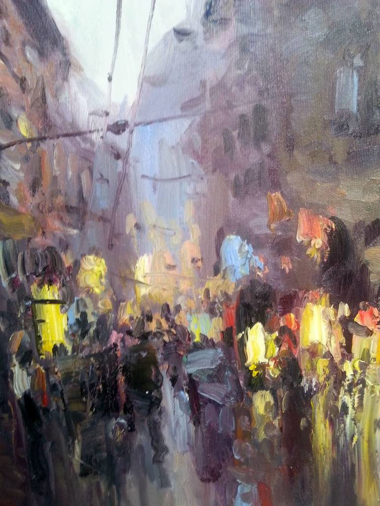 Original Expressionism Cities Painting by Denis Moroz