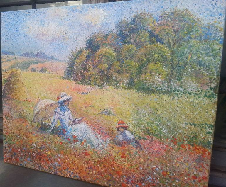 Original Impressionism Family Painting by Denis Moroz