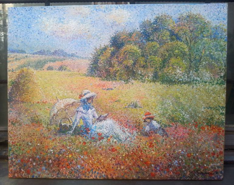 Original Impressionism Family Painting by Denis Moroz