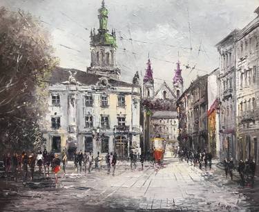 Original Architecture Painting by Denis Moroz