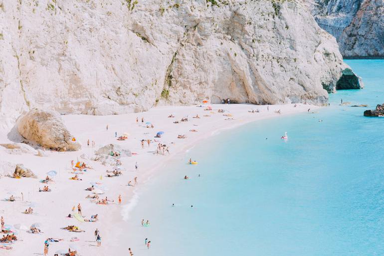 Original Beach Photography by Elena Balkos | Fine Art Art on Paper | Boulders and Bathers - Limited Edition of 12