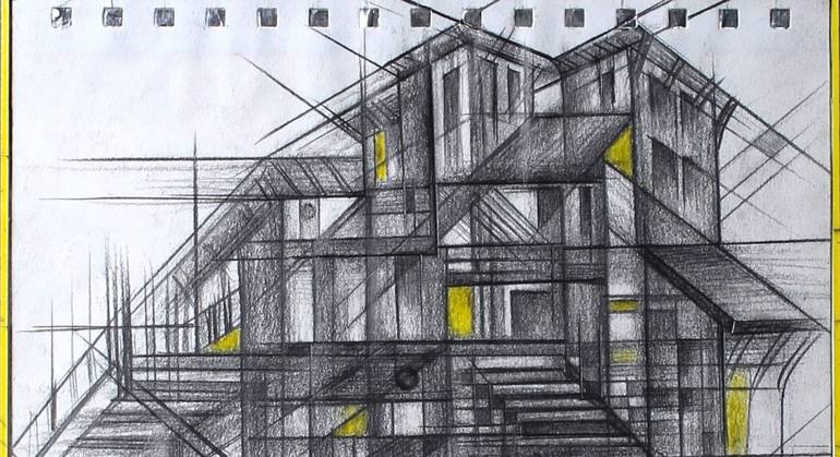 Original Fine Art Architecture Drawing by Pavel Stoykov