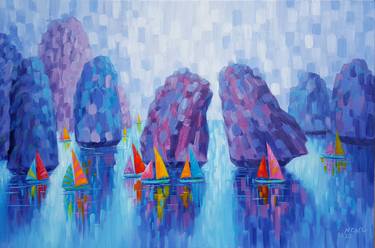 Print of Boat Paintings by Nguyen Chi Nguyen
