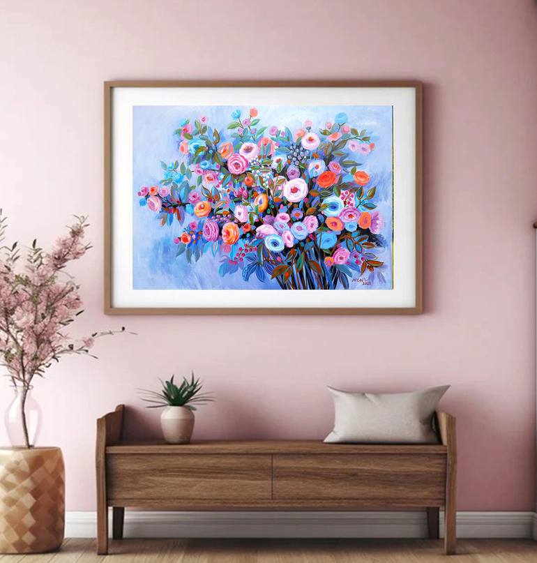 Original Art Deco Garden Painting by Nguyen Chi Nguyen