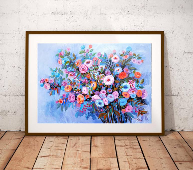 Original Art Deco Garden Painting by Nguyen Chi Nguyen