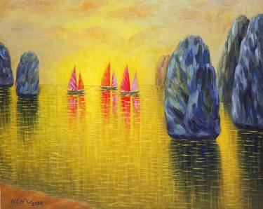 Print of Fine Art Sailboat Paintings by Nguyen Chi Nguyen