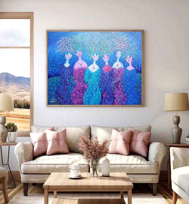 Original Abstract People Painting by Nguyen Chi Nguyen