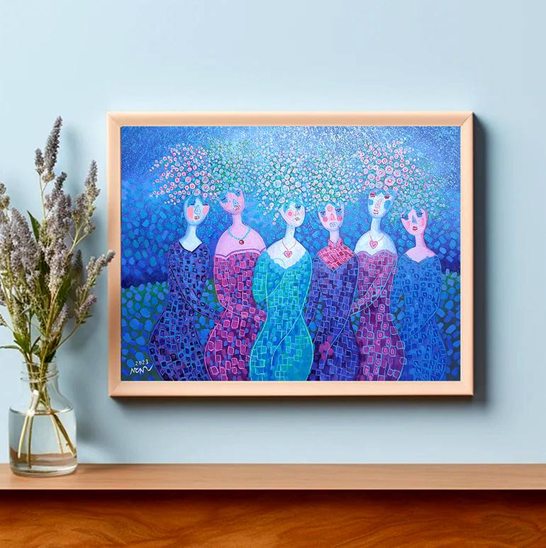 Original Abstract People Painting by Nguyen Chi Nguyen
