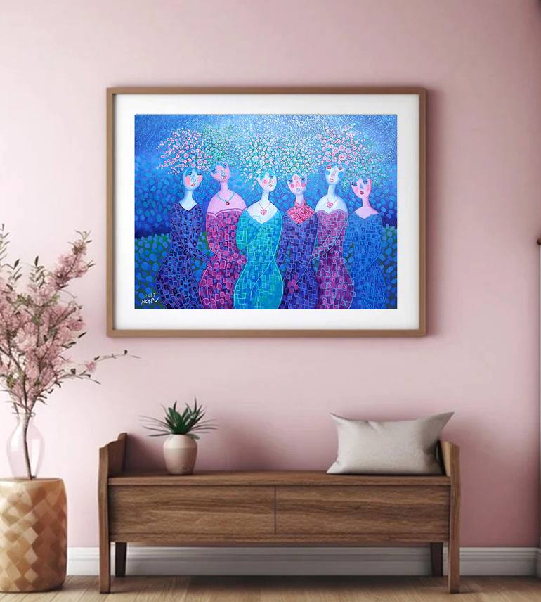 Original Abstract People Painting by Nguyen Chi Nguyen