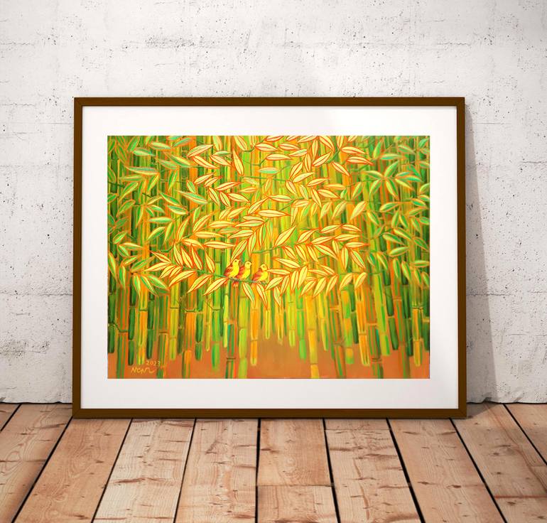 Original Art Deco Nature Painting by Nguyen Chi Nguyen