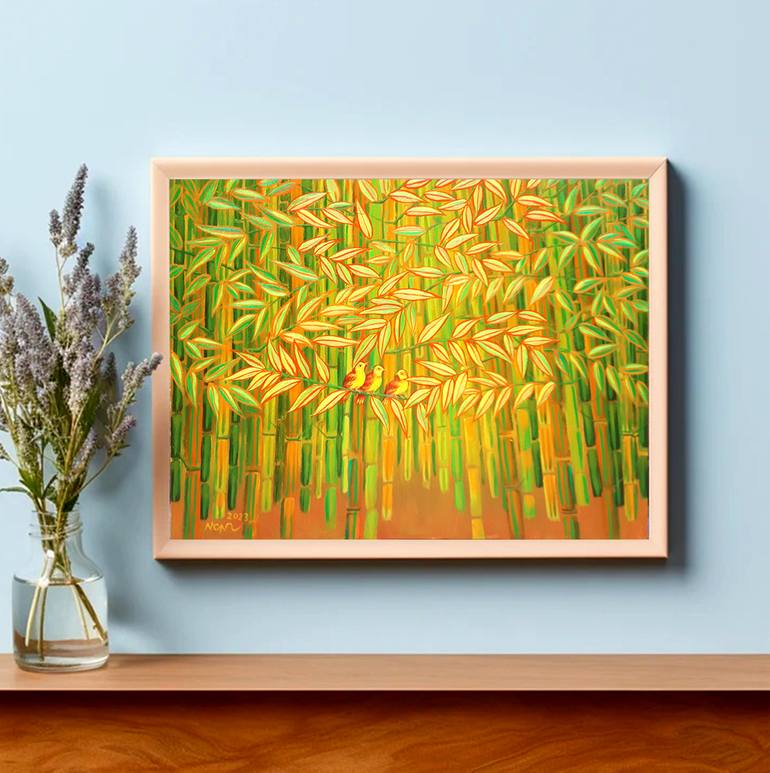 Original Art Deco Nature Painting by Nguyen Chi Nguyen
