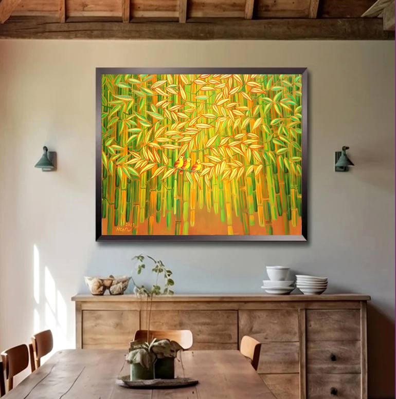Original Art Deco Nature Painting by Nguyen Chi Nguyen