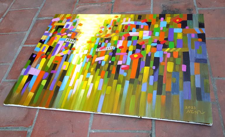 Original Art Deco Abstract Painting by Nguyen Chi Nguyen