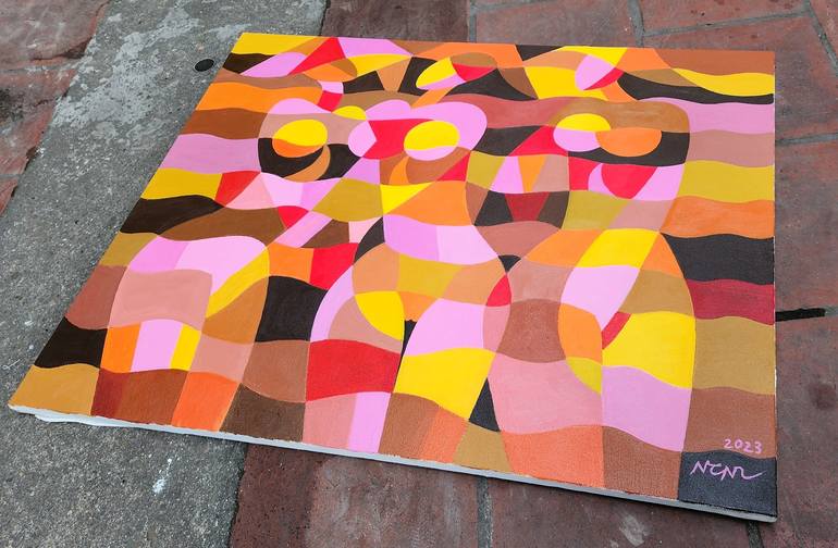 Original Art Deco Abstract Painting by Nguyen Chi Nguyen