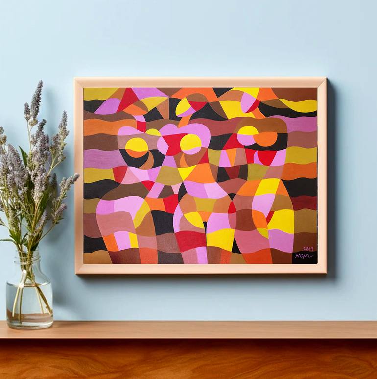 Original Art Deco Abstract Painting by Nguyen Chi Nguyen