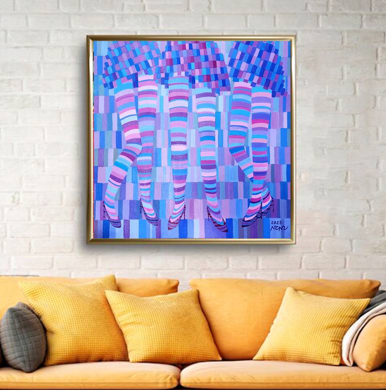 Original Art Deco Abstract Painting by Nguyen Chi Nguyen
