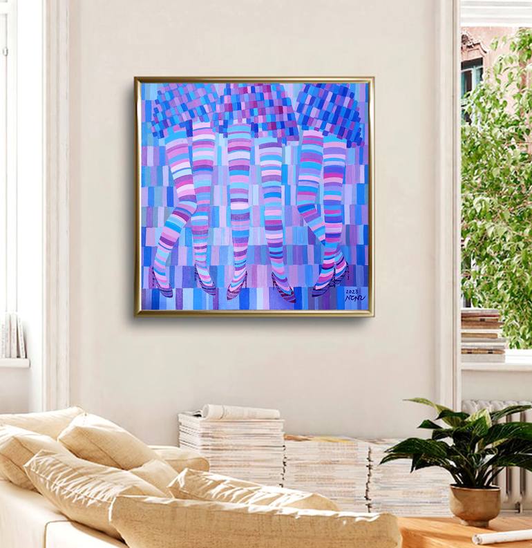 Original Art Deco Abstract Painting by Nguyen Chi Nguyen