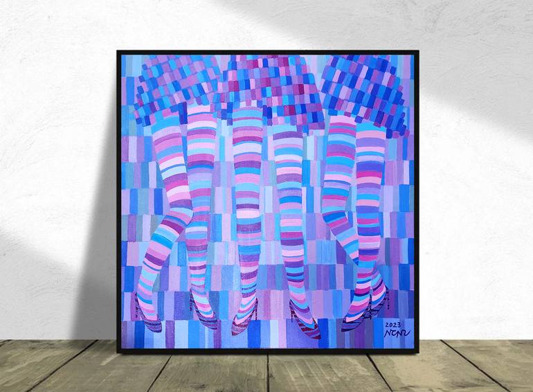 Original Art Deco Abstract Painting by Nguyen Chi Nguyen