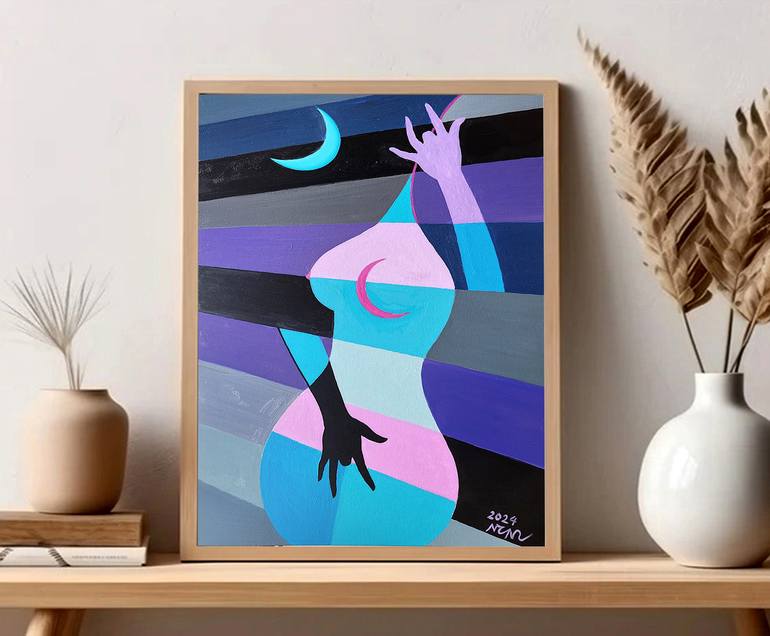 Original Abstract Nude Painting by Nguyen Chi Nguyen