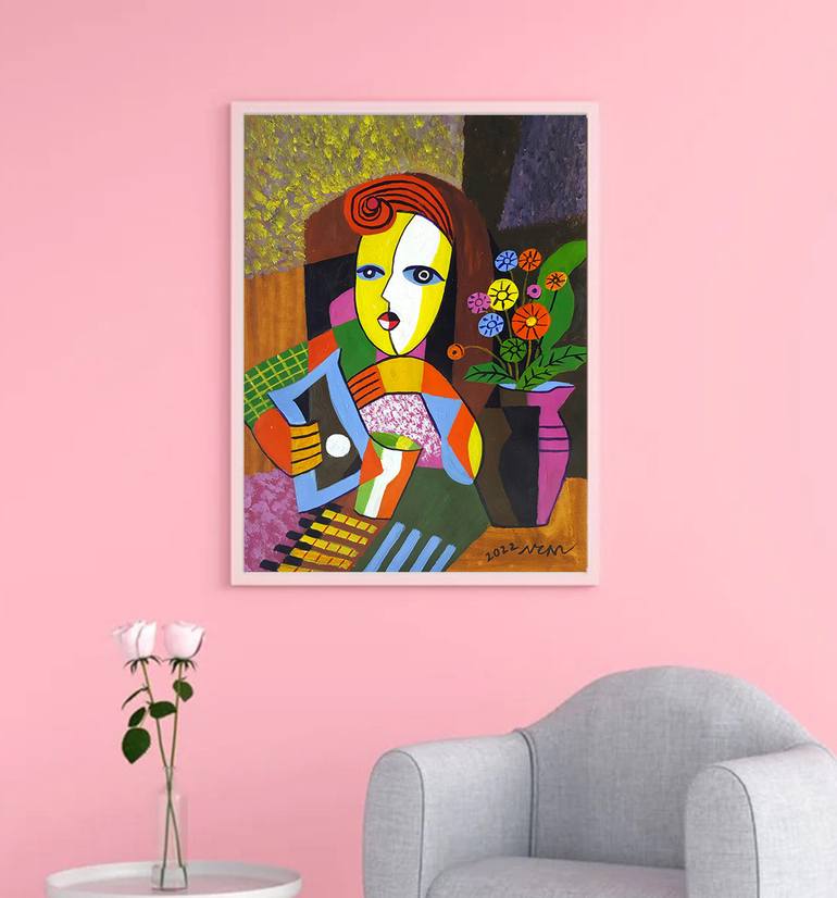 Original Abstract People Painting by Nguyen Chi Nguyen