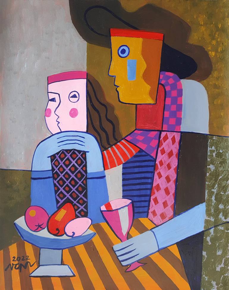 Print of Art Deco Love Paintings by Nguyen Chi Nguyen