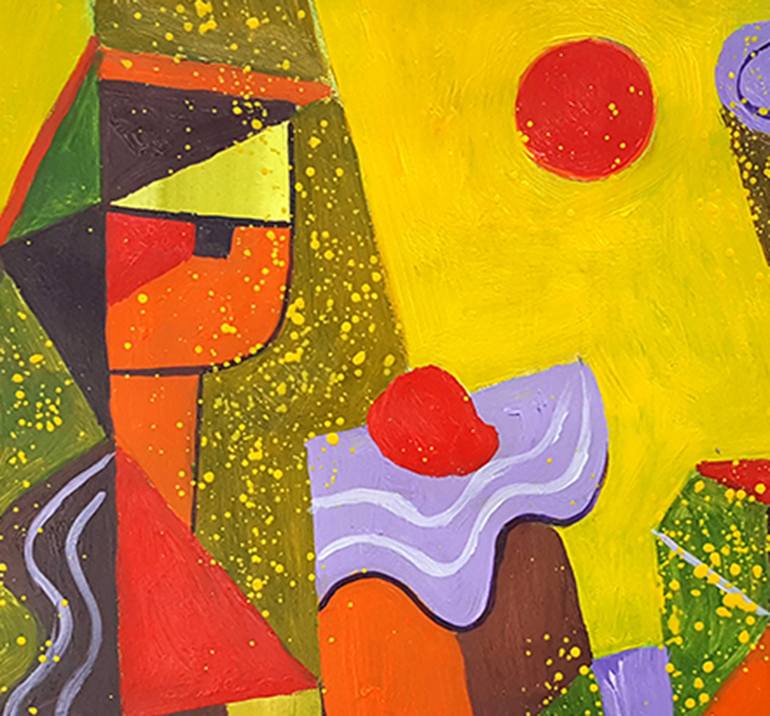 Original Art Deco Abstract Painting by Nguyen Chi Nguyen