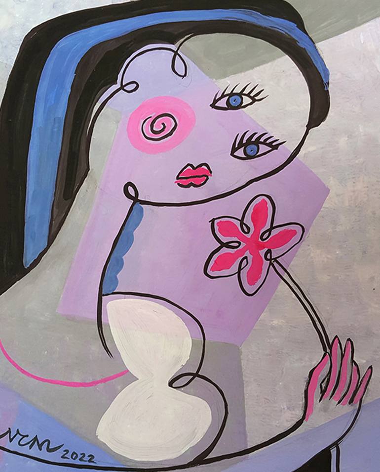 Original Art Deco Women Painting by Nguyen Chi Nguyen