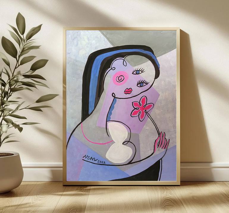 Original Art Deco Women Painting by Nguyen Chi Nguyen