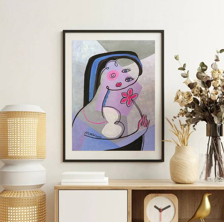 Original Art Deco Women Painting by Nguyen Chi Nguyen