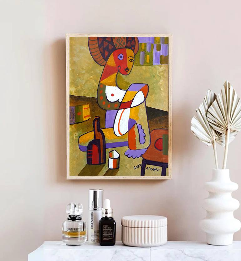 Original Art Deco Abstract Painting by Nguyen Chi Nguyen