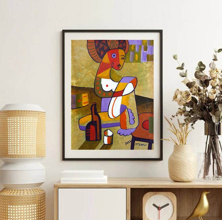 Original Art Deco Abstract Painting by Nguyen Chi Nguyen