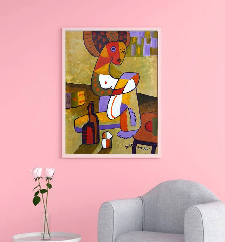 Original Art Deco Abstract Painting by Nguyen Chi Nguyen