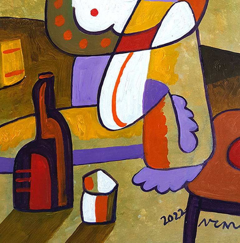 Original Art Deco Abstract Painting by Nguyen Chi Nguyen