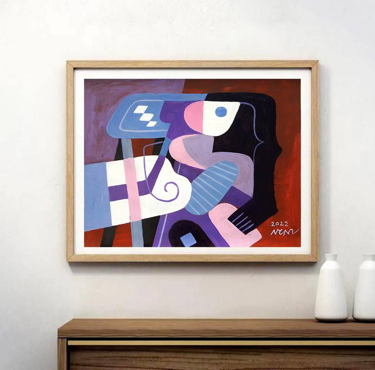Original Art Deco Abstract Painting by Nguyen Chi Nguyen
