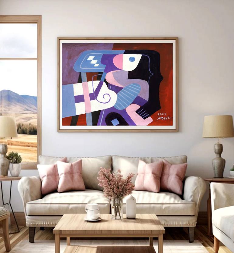 Original Art Deco Abstract Painting by Nguyen Chi Nguyen