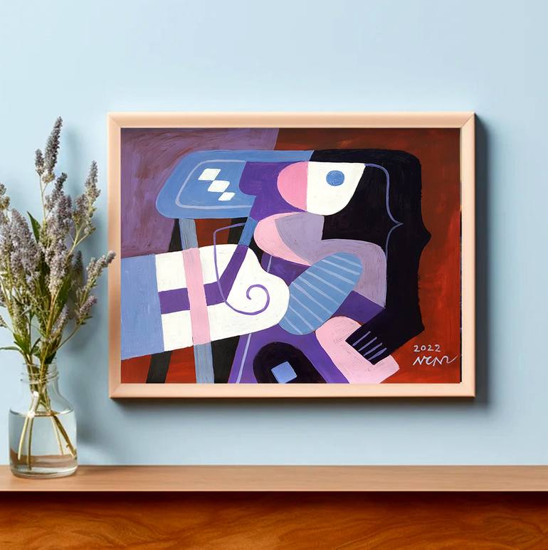 Original Art Deco Abstract Painting by Nguyen Chi Nguyen