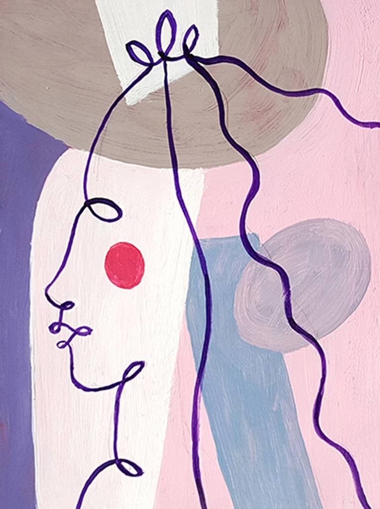 Original Art Deco Love Painting by Nguyen Chi Nguyen